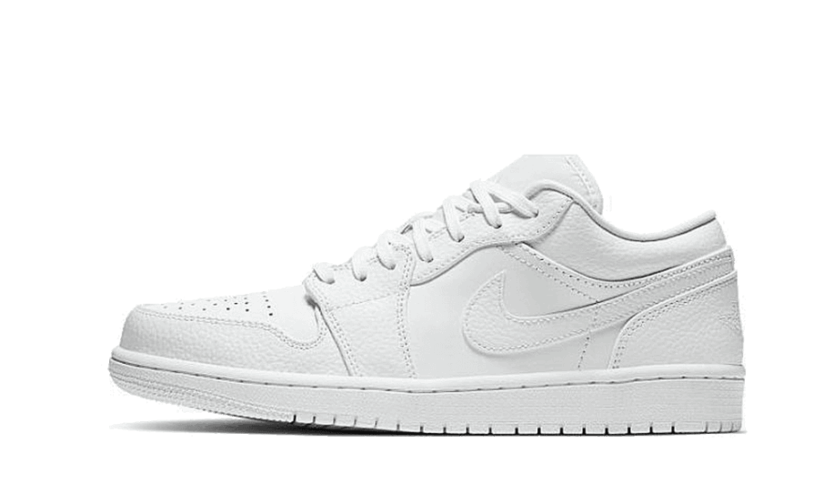 Air Jordan 1 Lav Tredobbelt Hvidt Tumlet Læder Restock