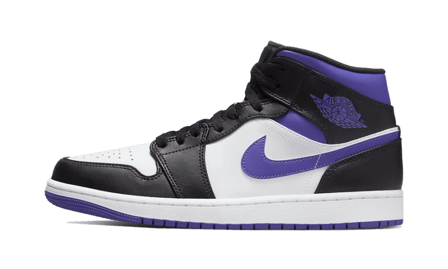 Air Jordan 1 Mid Hvid Sort Lilla Restock
