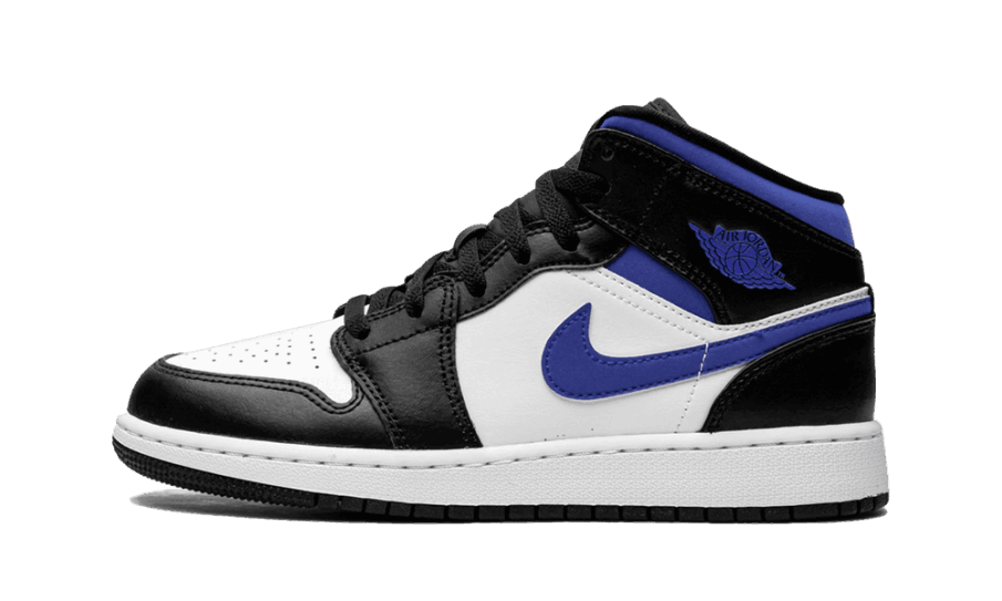 Air Jordan 1 Mid Hvid Racer Blå (gs) Lager Igen