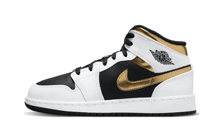 Restock Air Jordan 1 Mid Hvidguld Sort (gs)