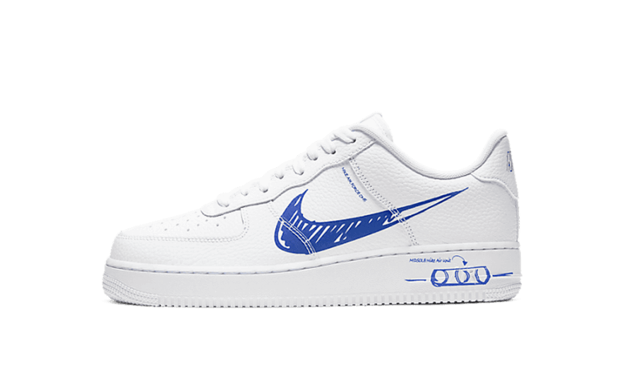 Nike Air Force 1 Lav Skitse Hvid Royal Restock