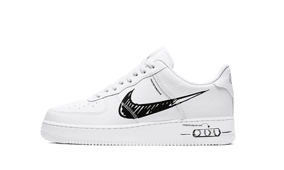 Genopfyld Nike Air Force 1 Lav Skitse Hvid Sort
