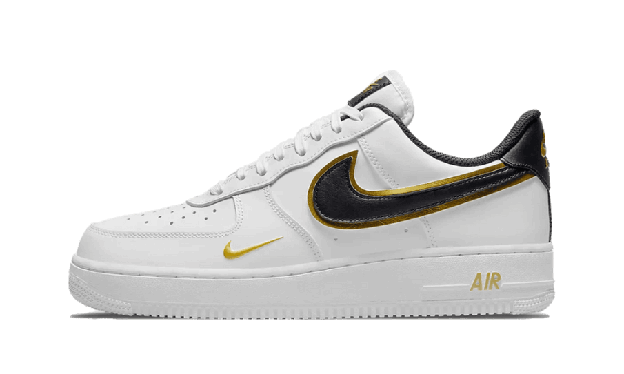 Nike Air Force 1 Low 07 Lv8 Dobbelt Swoosh Hvid Metallisk Guld Genopbygning
