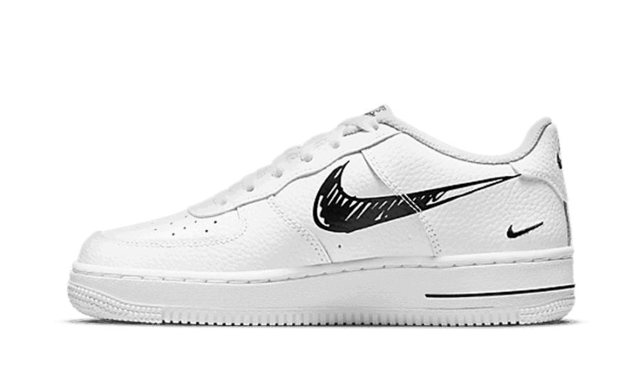 Genopfyld Nike Air Force 1 Lav Skitse Sort Swoosh (gs)