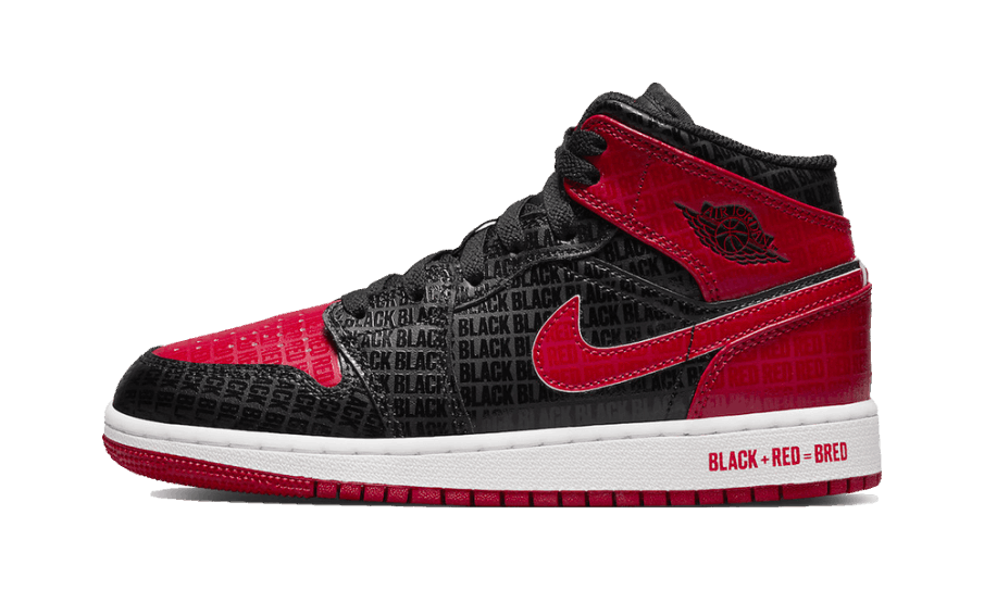 Air Jordan 1 Mid Opdrættet Tekst (gs) Restock